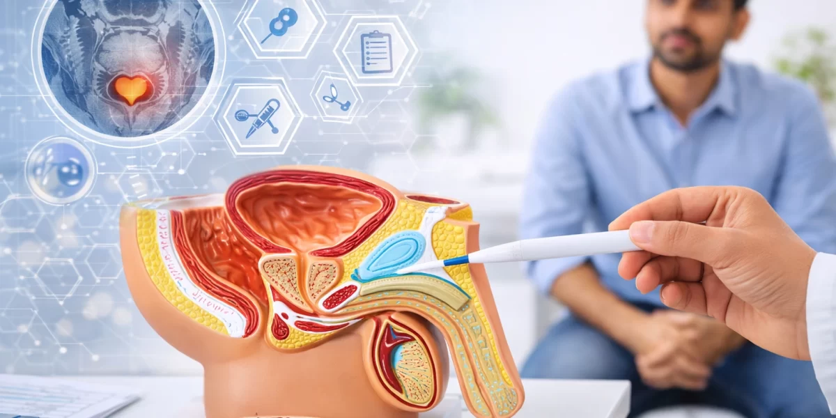 Andrology clinic with anatomical model