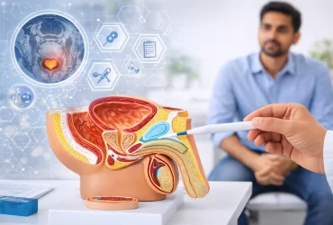 Andrology clinic with anatomical model